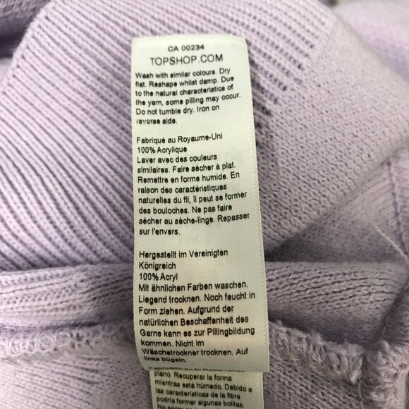 Top Shop Womens Dolman Balloon Sleeve Pullover Knit lilac Purple Sweater Size 12 - Picture 9 of 9